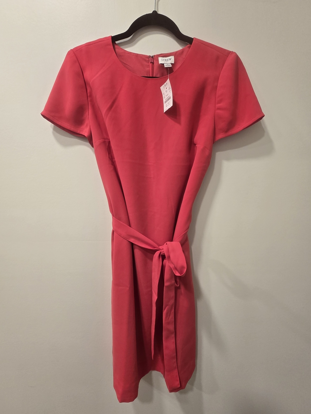 J.Crew Bright Coral/Pink Short Sleeve Sheath Dress with Waist Tie - NWT Size 4
